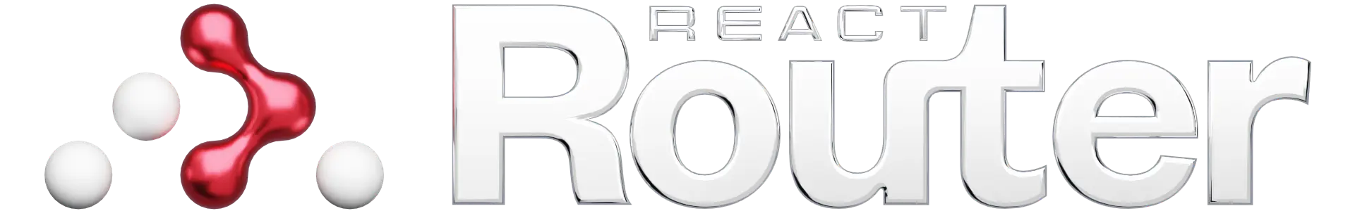 React Router logo, six dots in an upward triangle (one on top, two in the middle, three on the bottom) with a path of three highlighted and connected from top to bottom, next to the text React Router
